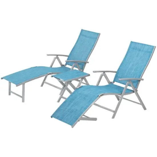 Pellebant Outdoor Aluminum Adjustable Folding Chaise Lounge Chairs and Foldable Side Table image {9}