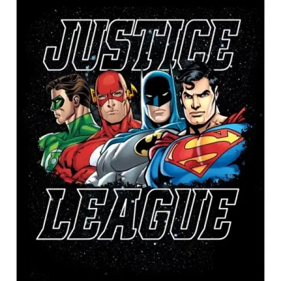 The Justice League Four Superheroes Black Graphic Tee Toddler Boy to Youth Boy image {1}