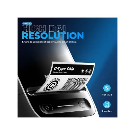 Nelko PM220 2" Portable Bluetooth Label Printer Black with 50x30mm 100pc Roll and 40x30mm 230pc Roll image {4}