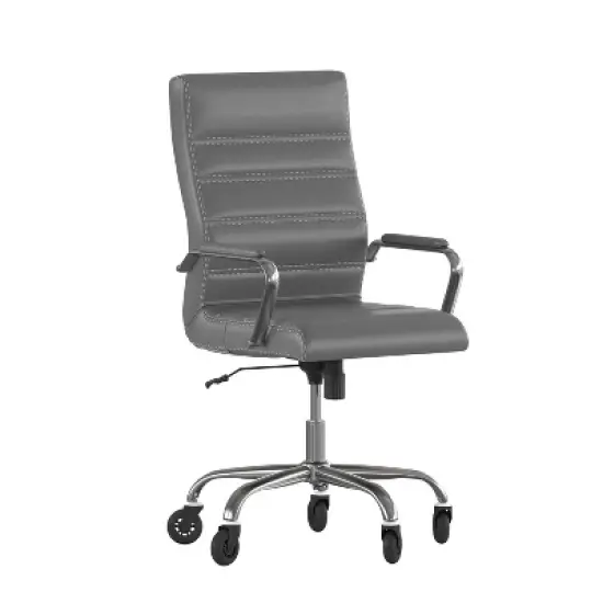 Flash Furniture Whitney High Back Executive Swivel Office Chair with Black Frame, Arms, and Transparent Roller Wheels image {11}