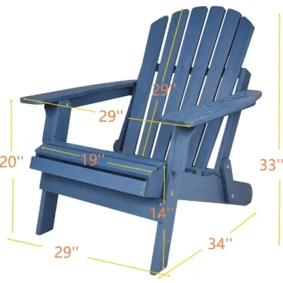 Whisen Oversized Wooden Adirondack Chair with Pre-Assembled Back image {7}