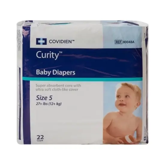 Curity Baby Diapers with Tabs, Super Absorbent, Size 5, 22 Count, 1 Pack image {1}
