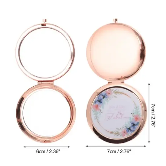 Unique Bargains Elegant Makeup Mirror Rose Gold Tone 1 Pc image {1}