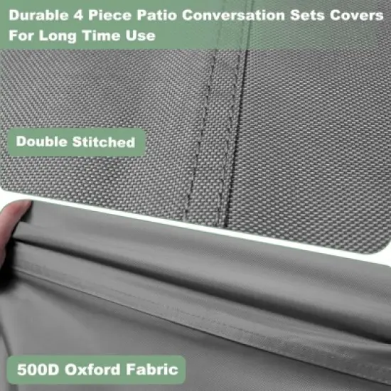 Akefit Outdoor Furniture Cover 4-Piece Set Waterproof Patio Chair Loveseat Table Protector Gray White Trim image {3}