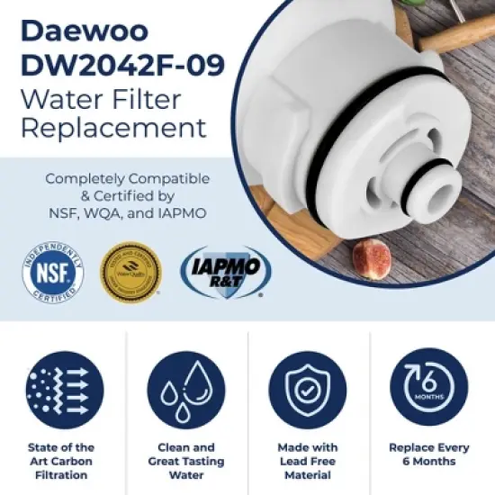 PURELINE DW2042FR-09 Refrigerator Water Filter. Compatible with Daewoo Aqua Crystal DW2042FR-09, DW2042FR, Kenmore 46-9130 (3-Pack) image {3}