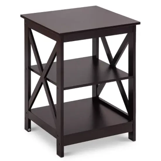 Costway 3-Tier Nightstand End Table Storage Display Shelf Living Room Furniture Espresso NEW image {3}