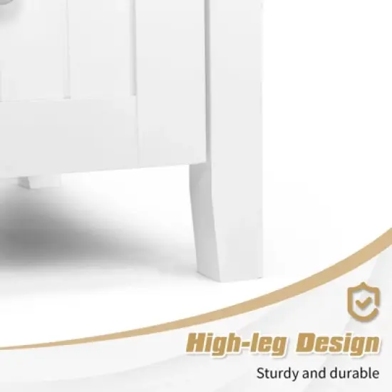 phiestina 36" White MDF Bathroom Vanity Cabinet without Basin, Double Doors, Double Drawers, Decorative Strips, Modern Storage Cabinet for Bathroom image {5}