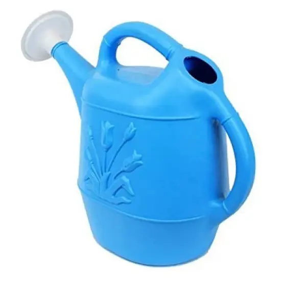 Union Products 63066 2 Gallon Plastic Indoor/Outdoor Watering Can w/ Tulip Design for Garden, Potted Plants, & Patio Pots, Caribbean Blue, 3 Pack image {2}