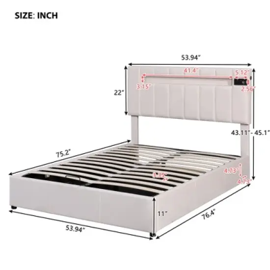 Upholstered Bed with LED light, Bluetooth Player and USB Charging, Hydraulic Storage Bed in Velvet Fabric-ModernLuxe image {3}