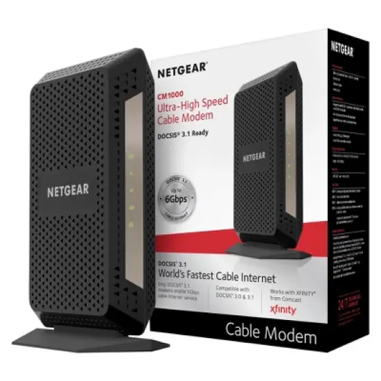 Netgear Cable Modem - Black (CM1000-100NAS): Gigabit Ethernet, Cox, Spectrum, Xfinity Compatible image {5}