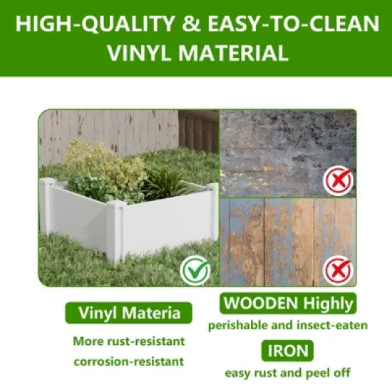 Lirago 28" x 28 x13" White PVC Modular Garden Fence Panel Durable Easy to Install Soil Improvement Solution image {2}