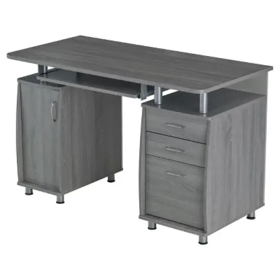 Complete Workstation Computer Desk with Storage Gray - Techni Mobili image {2}