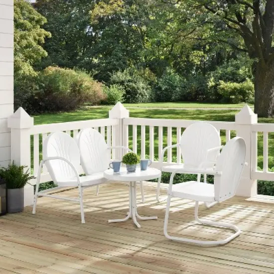 Griffith 4pc Outdoor Conversation Set - White - Crosley image {3}