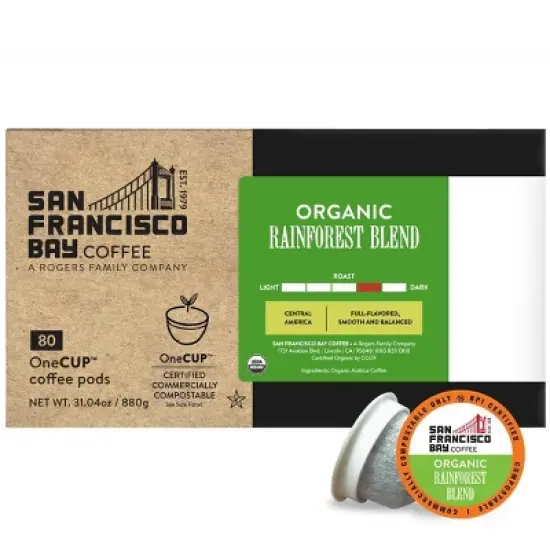 San Francisco Bay Coffee Rainforest Blend Medium Roast Coffee - 80ct image {1}