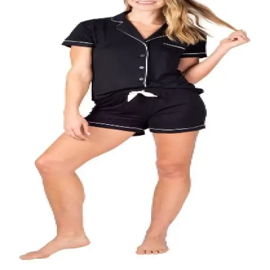 Blis Women's Notched Collar Short Sleeve Short Pajama Set image {7}