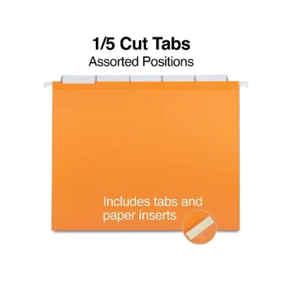 Staples Reinforced Hanging File Folders 5-Tab Letter Size Asst. Colors 25/BX 813110 image {2}