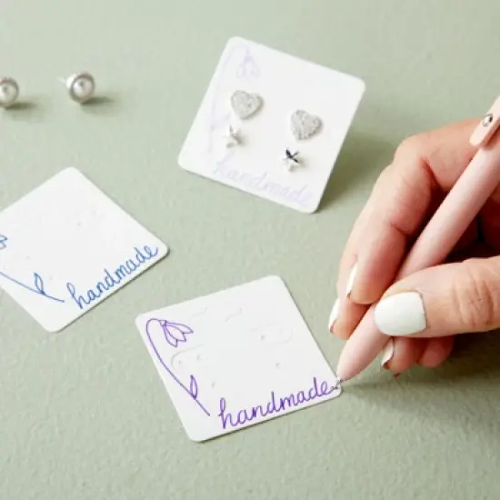 Earring Cards - 200-Pack Hanging Earring Card Holder, Paper Jewelry Display Cards for Earrings, Ear Studs, White, 2 x 2 Inches image {3}