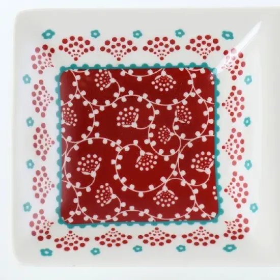 Gibson Home Village Vines 13.5 Inch Ceramic Rectangular 3 Section Tray in Red image {3}