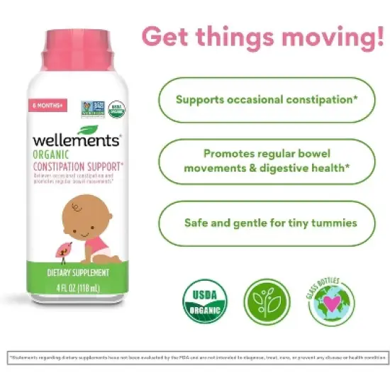 Wellements - Organic Constipation Support Constipation Relief For Infants, Babies & Toddlers, 4 Oz image {2}