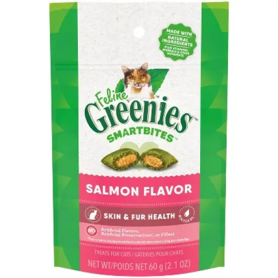 Greenies Smartbites Skin and Fur Health Salmon Flavor Cat Treats image {13}