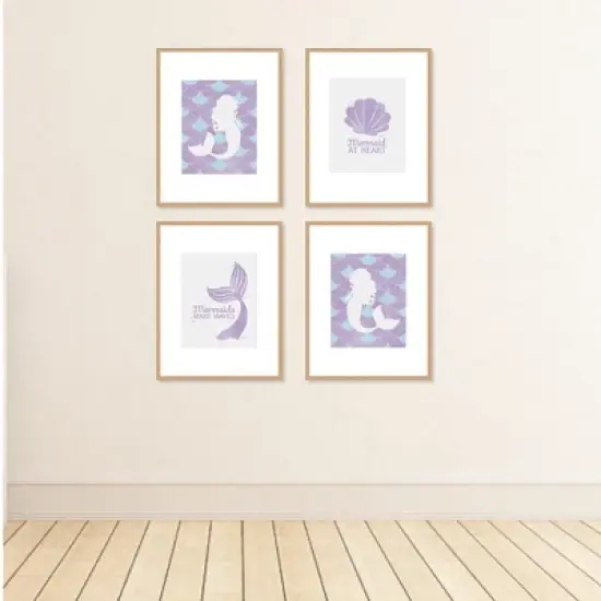 Big Dot of Happiness Let's Be Mermaids - Unframed Purple & Teal Mermaid Tail Nursery or Kids Room Linen Paper Wall Art Set of 4 Artisms 8 x 10 inches image {2}