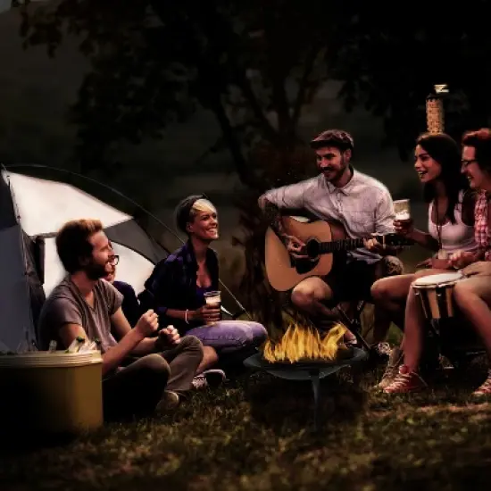 Flash Furniture 22.5" Foldable Wood Burning Firepit with Mesh Spark Screen and Poker image {3}