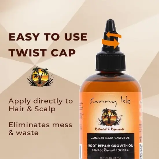 Sunny Isle Jamaican Black Castor Oil Root Repair Growth Oil | For Women & Men | Rejuvenates Follicles for Thicker Hair (4 oz) from Jamaica image {1}