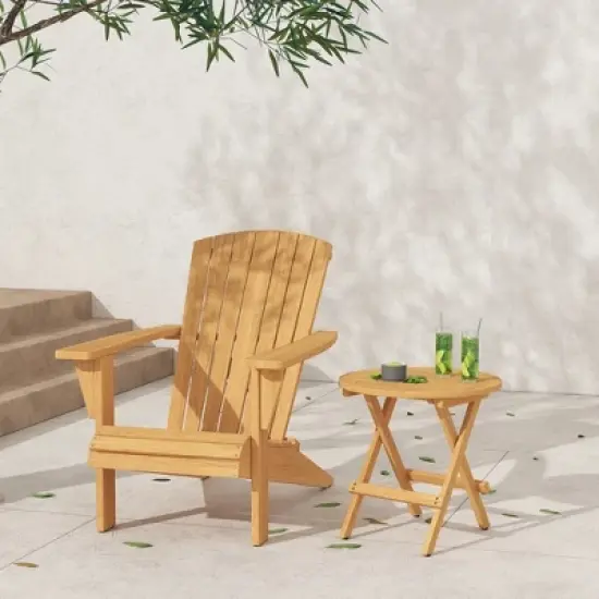Yardgrace Teak Adirondack Chair with Table 2PCS image {6}