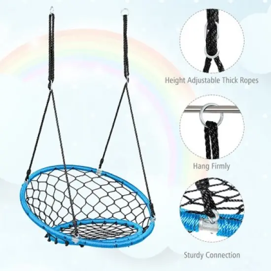 Costway Spider Web Chair Swing w/ Adjustable Hanging Ropes Kids Play Equipment BlueOrange image {4}