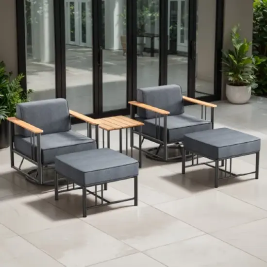 Belord Luxury Patio Swivel Chairs with 6" Extra Thick Cushions, Small Patio Furniture Set with Swivel Glider Outdoor Chairs for Porch, Balcony image {12}