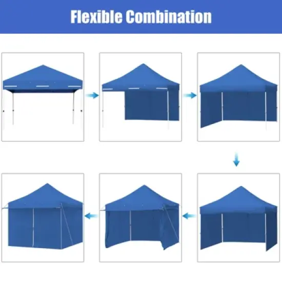 Tangkula 10x10ft Pop up Tent, 4 Height Adjustment Folding Camping Tent with Awning image {7}
