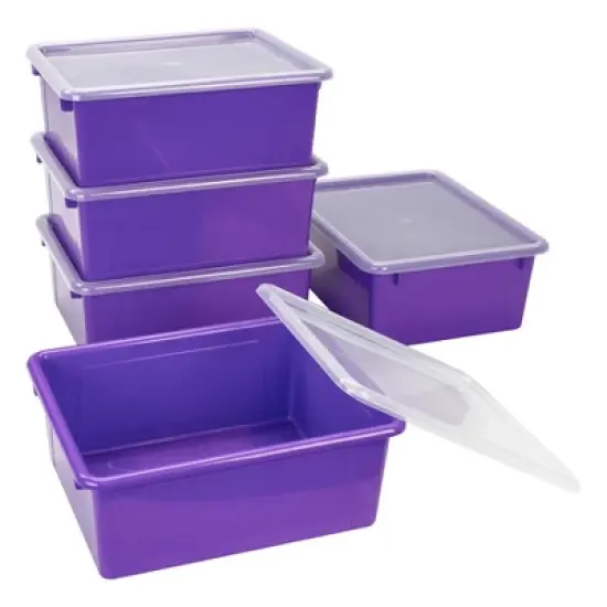 Storex Deep Storage Tray with Lid, Purple image {2}