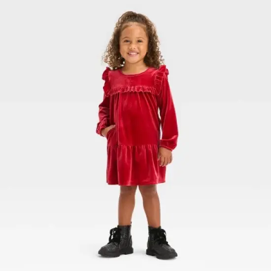 Toddler Girls' A-Line Long Sleeve Dress - Cat & Jack&trade; Red image {2}