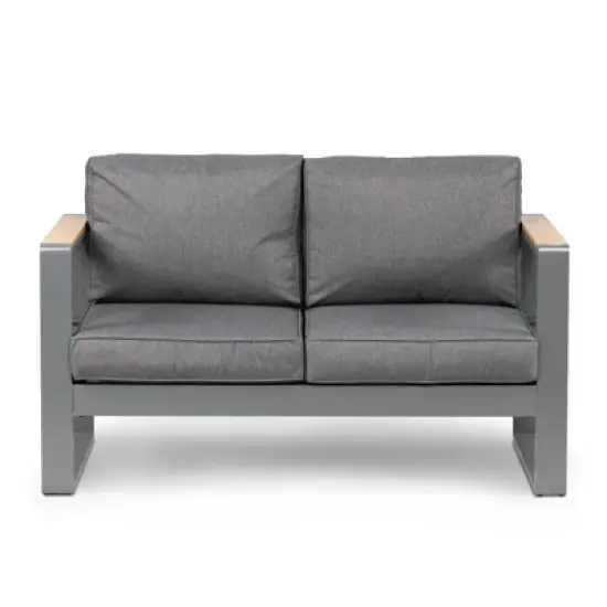 Aoodor Outdoor Aluminum Patio Furniture Sofa,  All-Weather Metal Outdoor Sofa Chairs with Washable Thick Cushion for Garden, Patio, Balcony and Proch image {10}