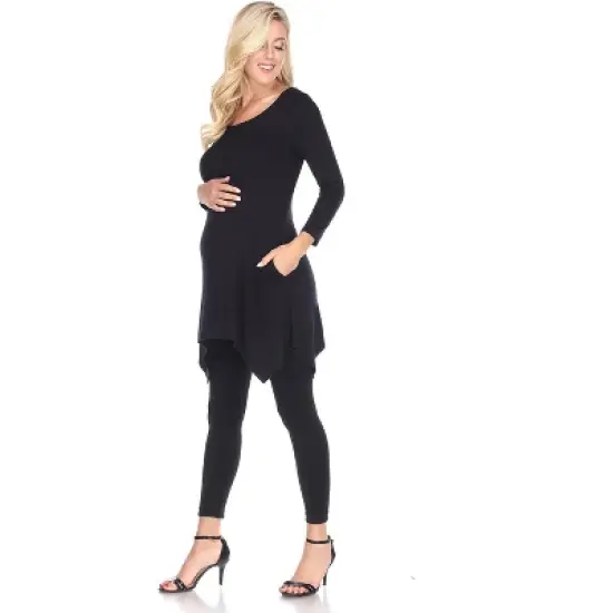 Maternity 3/4 Sleeve Kayla Tunic with Pockets - White Mark image {3}