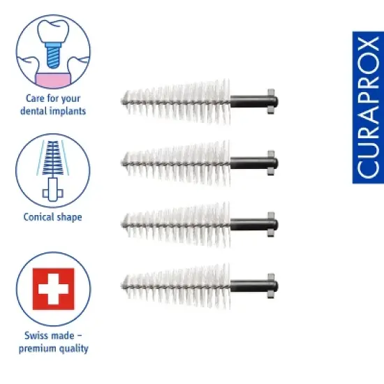Curaprox CPS 505 Implant Refill, 4-Pack Interdental Brushes for Gentle Cleaning Around Implants and Prosthetics image {1}
