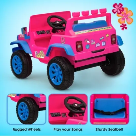 12V Jeep - Barbie Kids Ride‑On Car with LED Lights and Rechargeable Battery image {2}