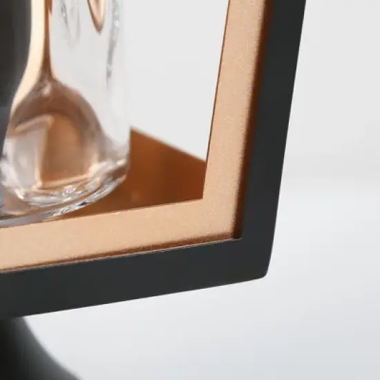 LNC Hewifda  15.7-in Black and Gold with Textured Glass Modern Outdoor Lights Lamp Posts image {8}