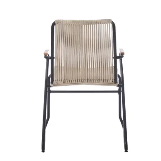 Christopher Knight Home Brook Modern Outdoor Iron and Rope Weave Club Chairs (Set of 2) image {5}