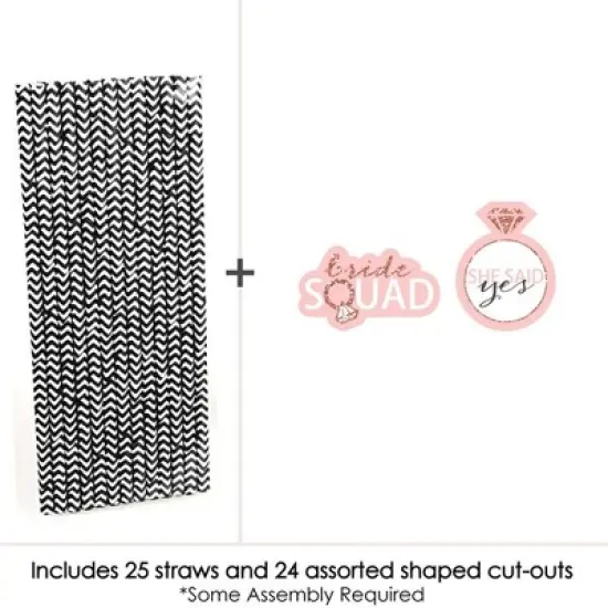 Big Dot of Happiness Bride Squad - Paper Straw Decor - Rose Gold Bridal Shower or Bachelorette Party Striped Decorative Straws - Set of 24 image {2}