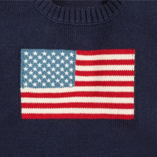 Hope & Henry Boys' Long Sleeve Flag Intarsia Crew Neck Pullover Sweater, Kids image {1}
