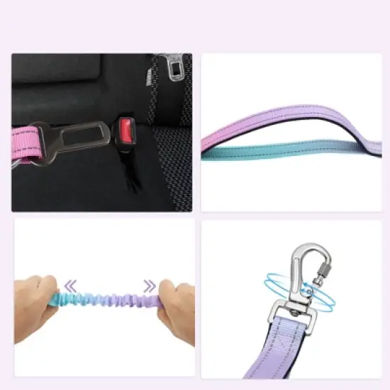 Unique Bargains Hands Free Dog Leash W/ Car Seatbelt 4.7-7.4FT Long 1 Pc image {2}