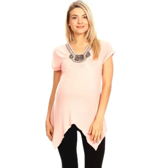 Maternity Myla Embellished Tunic Top - White Mark image {11}