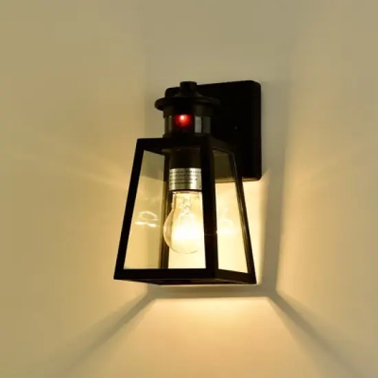 C Cattleya Matte Black Motion Sensor and Dusk to Dawn Outdoor Wall Sconce image {2}