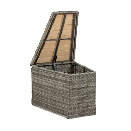 Greemotion 5pc Barbuda Curved Outdoor Furniture Set with Teak Wood Storage Tables Brown: UV-Protected, Rust-Resistant Patio Set image {6}