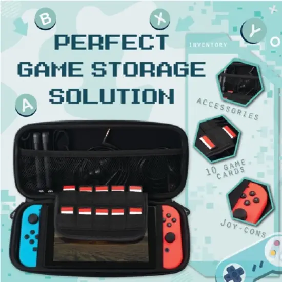 Insten Carrying Case with 10 Game Card Holder Slots for Nintendo Switch & OLED Model, Controllers & Accessories, Portable Travel Cover, Black image {5}