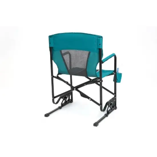 DOMETOUR Outdoor Freestyle Rocker Folding Camping Chair with Durable Armrests, Drink Holder & Comfortable Backrest - Blue image {4}