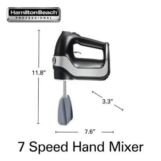 Hamilton Beach 7 Speed Dig Hand Mix with Easy Beaters 62663: Black Plastic Handheld Mixer, 150W, Dishwasher-Safe Parts image {7}