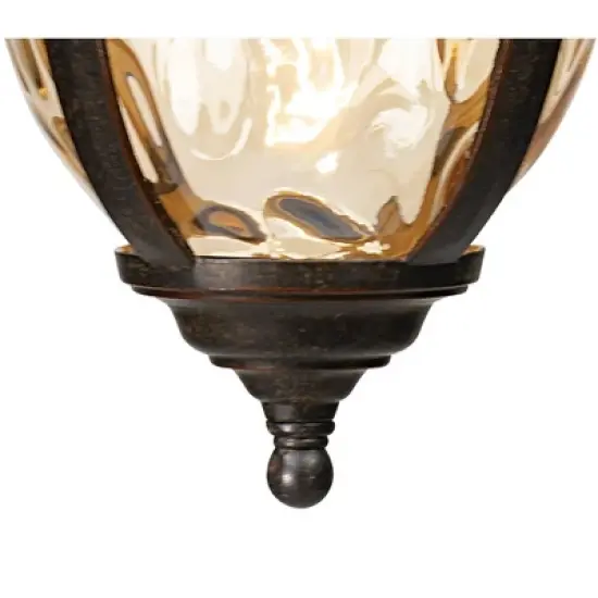 John Timberland Bellagio Rustic Outdoor Hanging Light Bronze 18" Champagne Hammered Glass Damp Rated for Post Exterior Barn Deck House Porch Patio image {4}