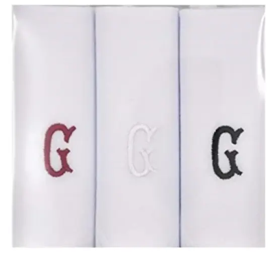 Men's Cotton Monogrammed Handkerchiefs Initial Letter Hanky image {22}